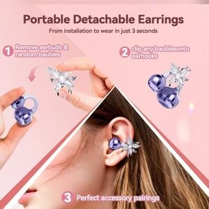 LIFEBEE Purple Clip Earbuds with Detachable Earrings
